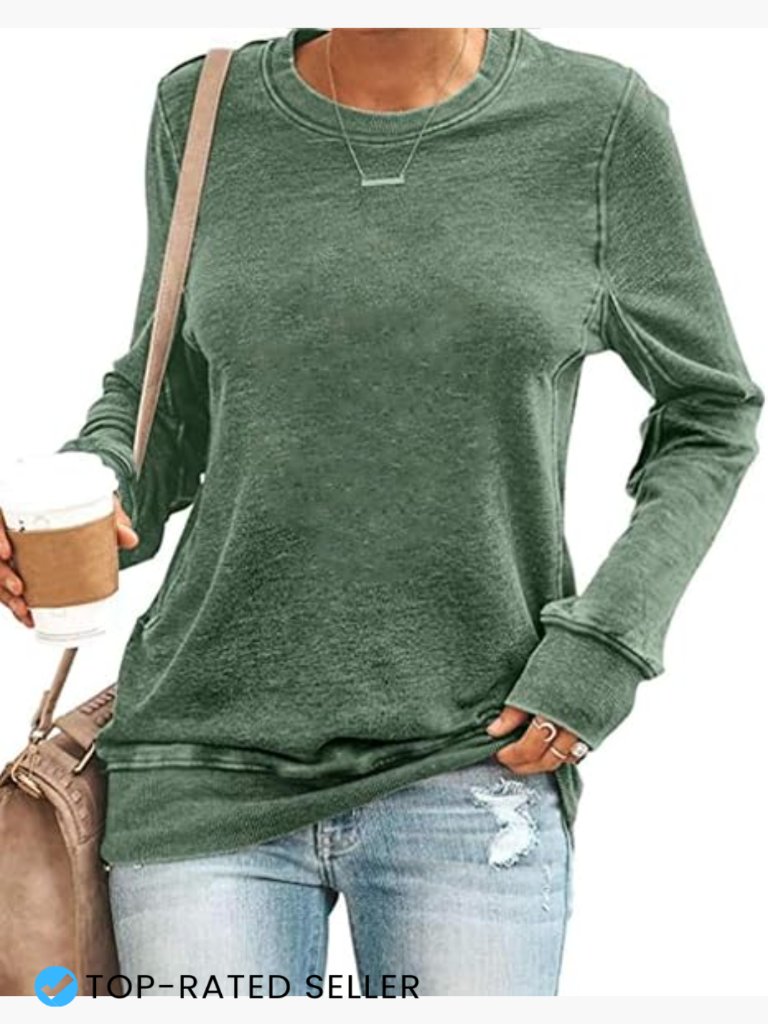 Crewneck Sweatshirt Oversized Long Sleeve Soft Cotton Blend Casual Pullover Top